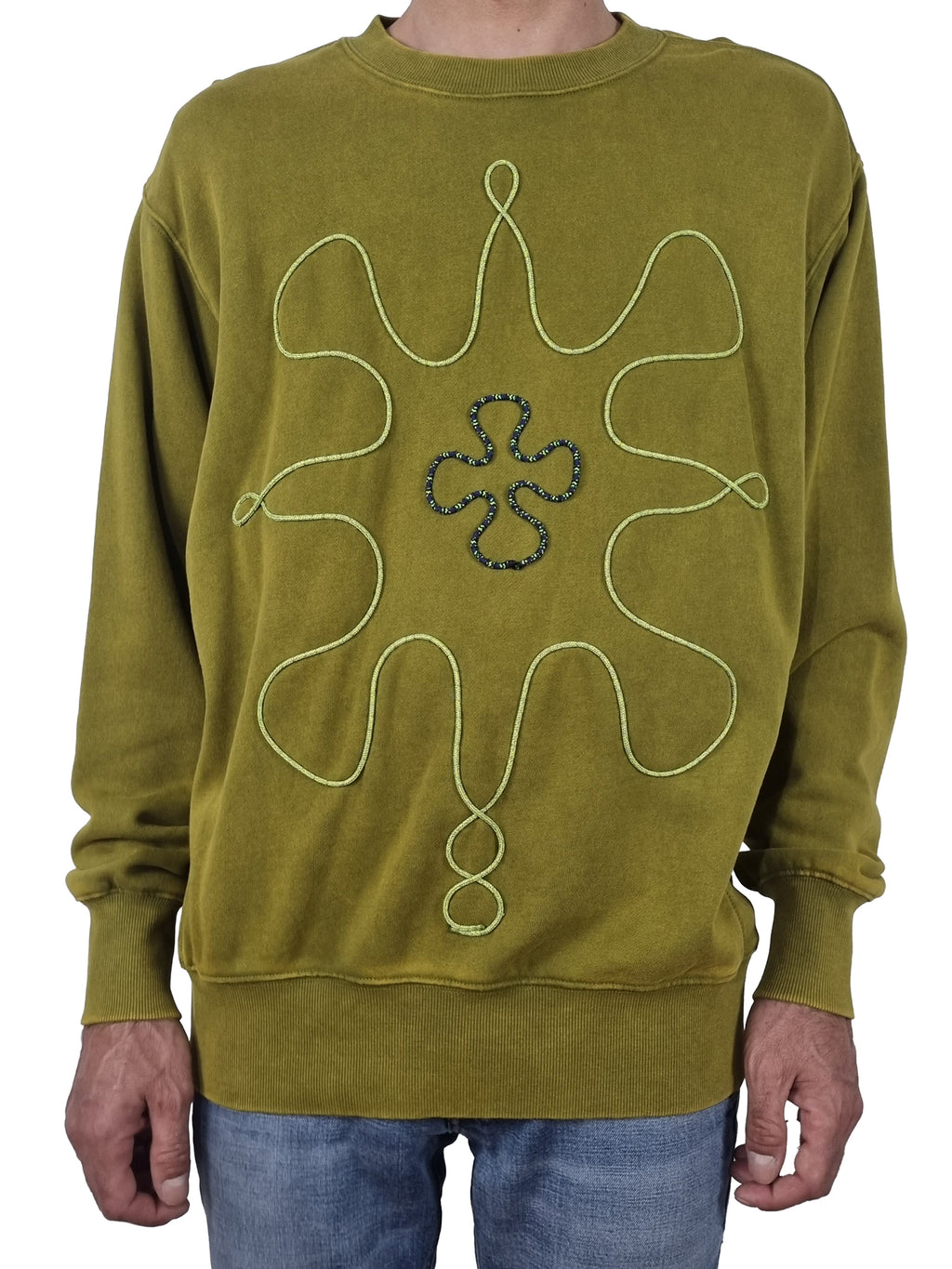 Sweatshirt verde seco desbotado