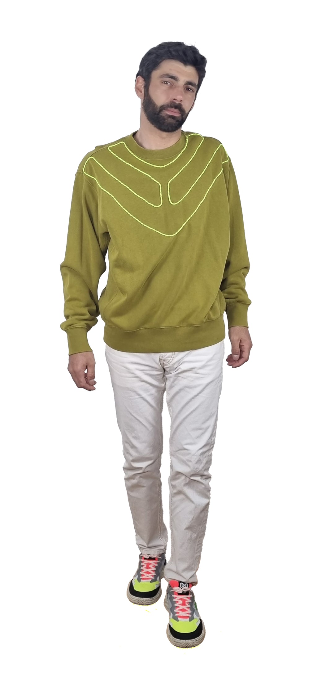 Sweatshirt verde seco desbotado