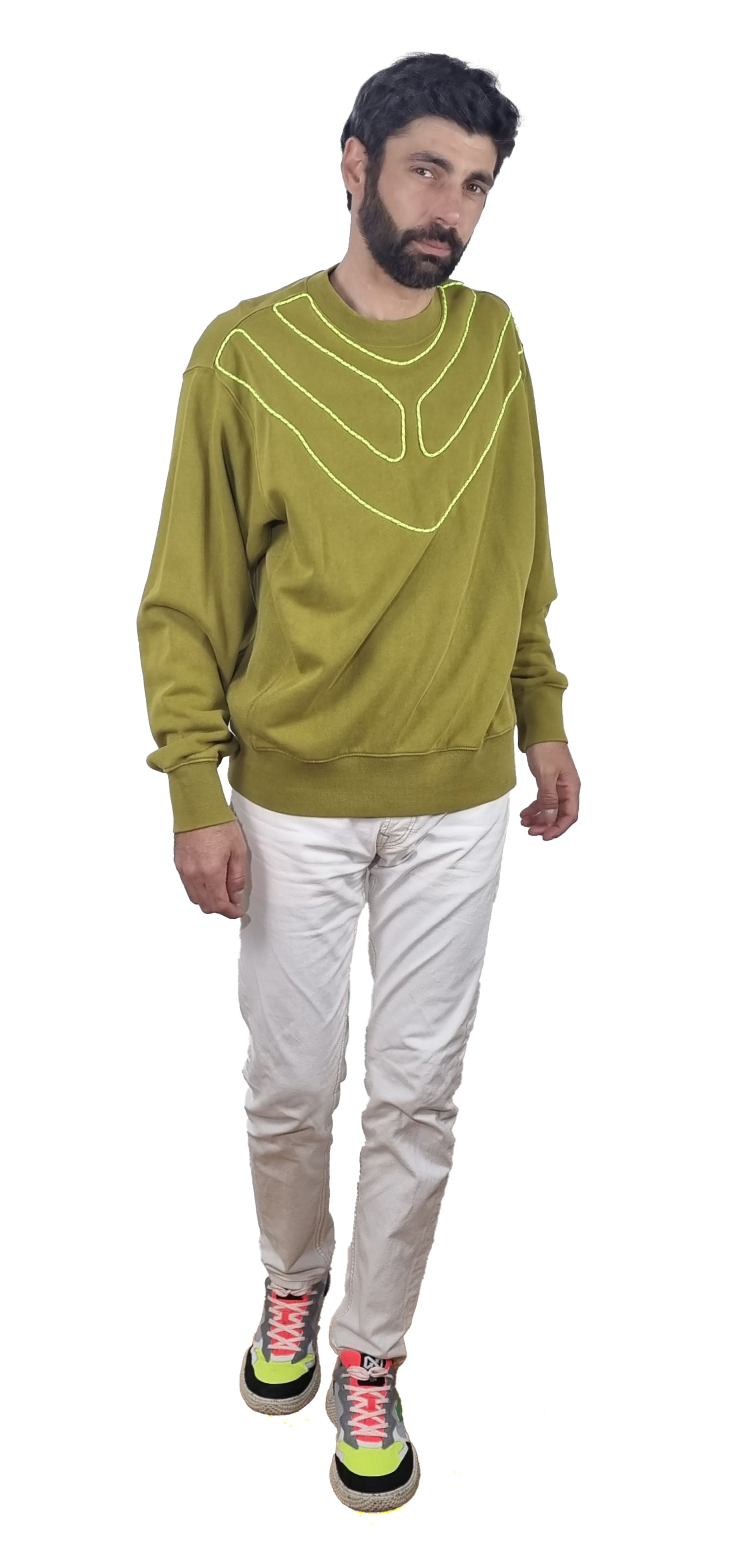 Sweatshirt verde seco desbotado