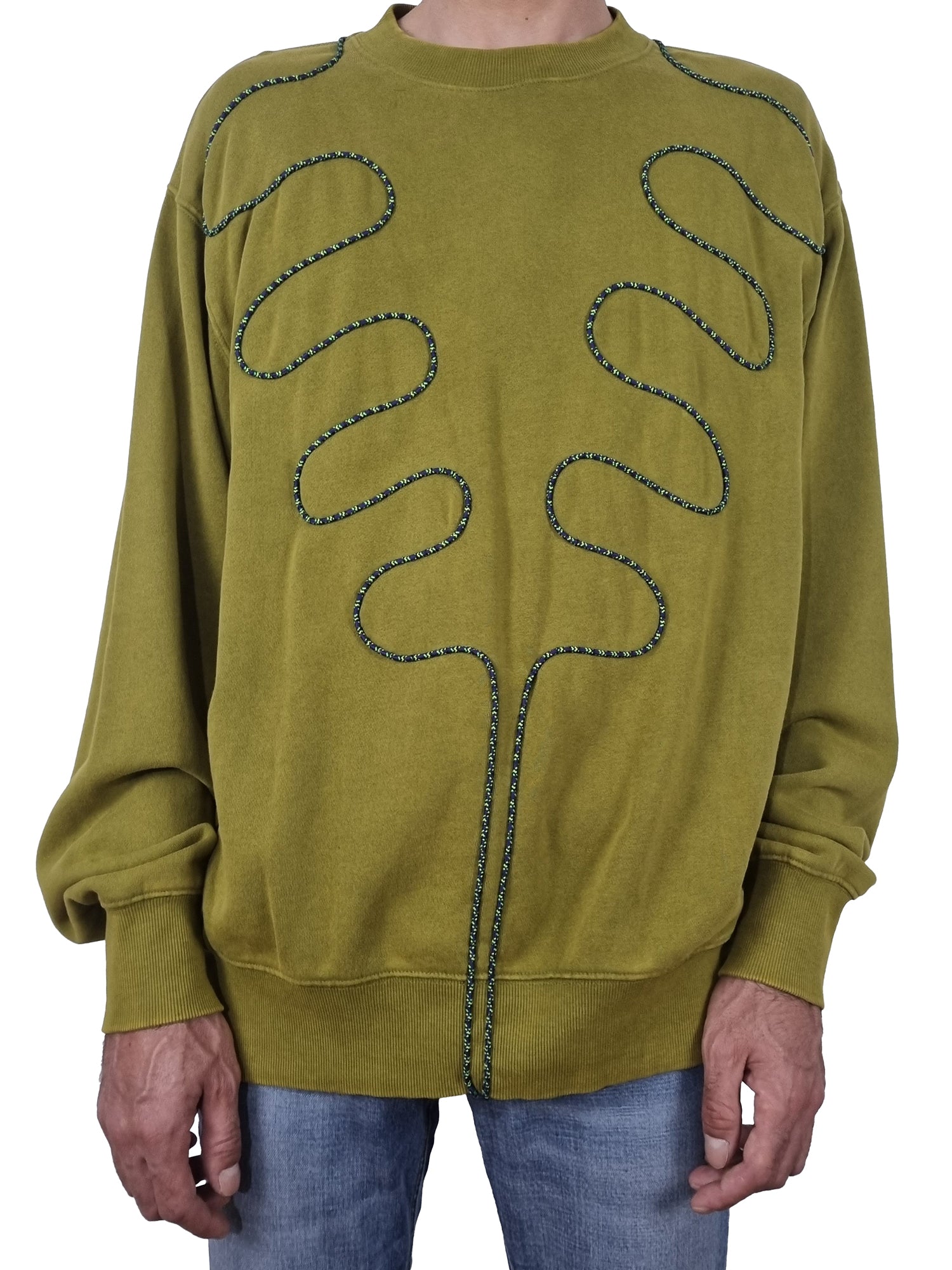 Sweatshirt verde seco desbotado