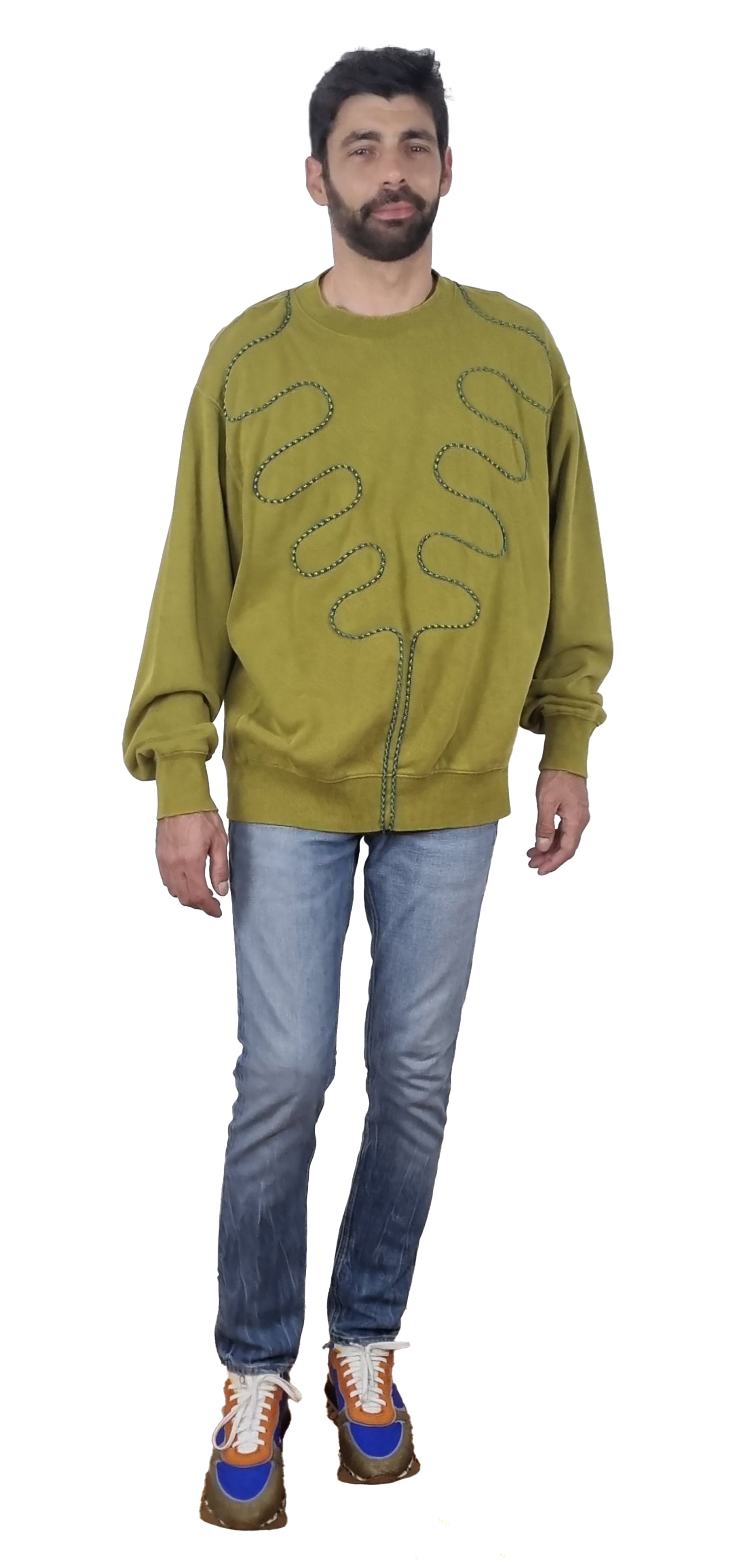 Sweatshirt verde seco desbotado