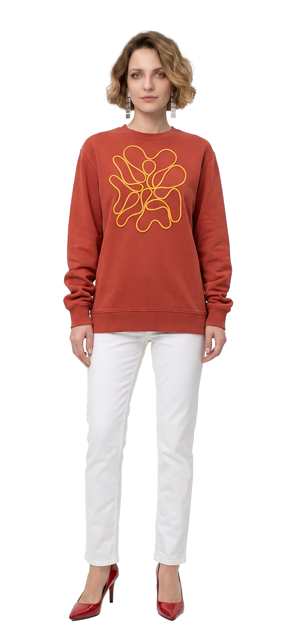 Sweatshirt vermelho seco desbotado