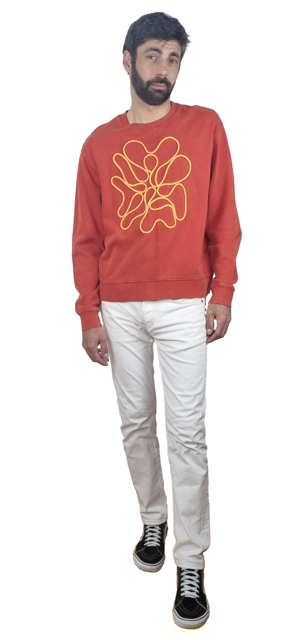 Sweatshirt vermelho seco desbotado