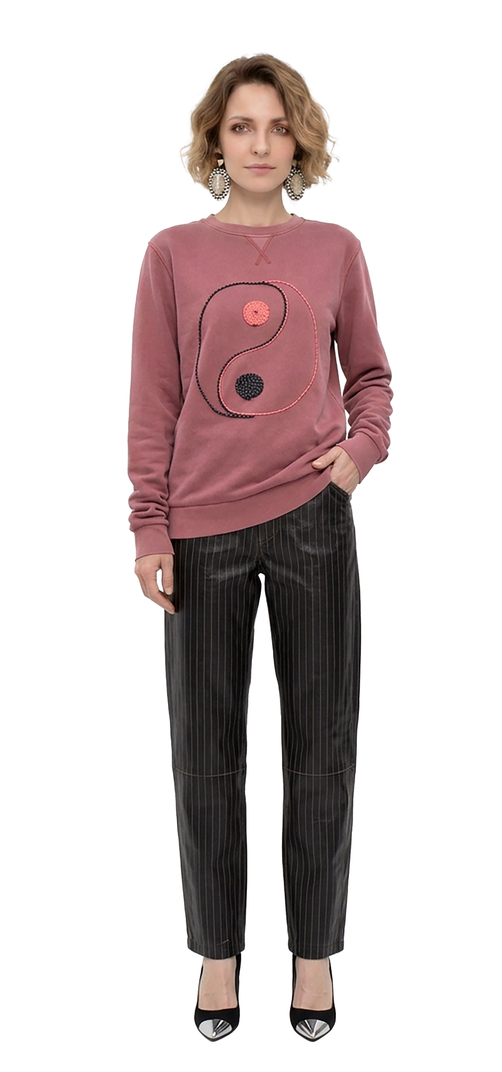 Sweatshirt rosa velho desbotado