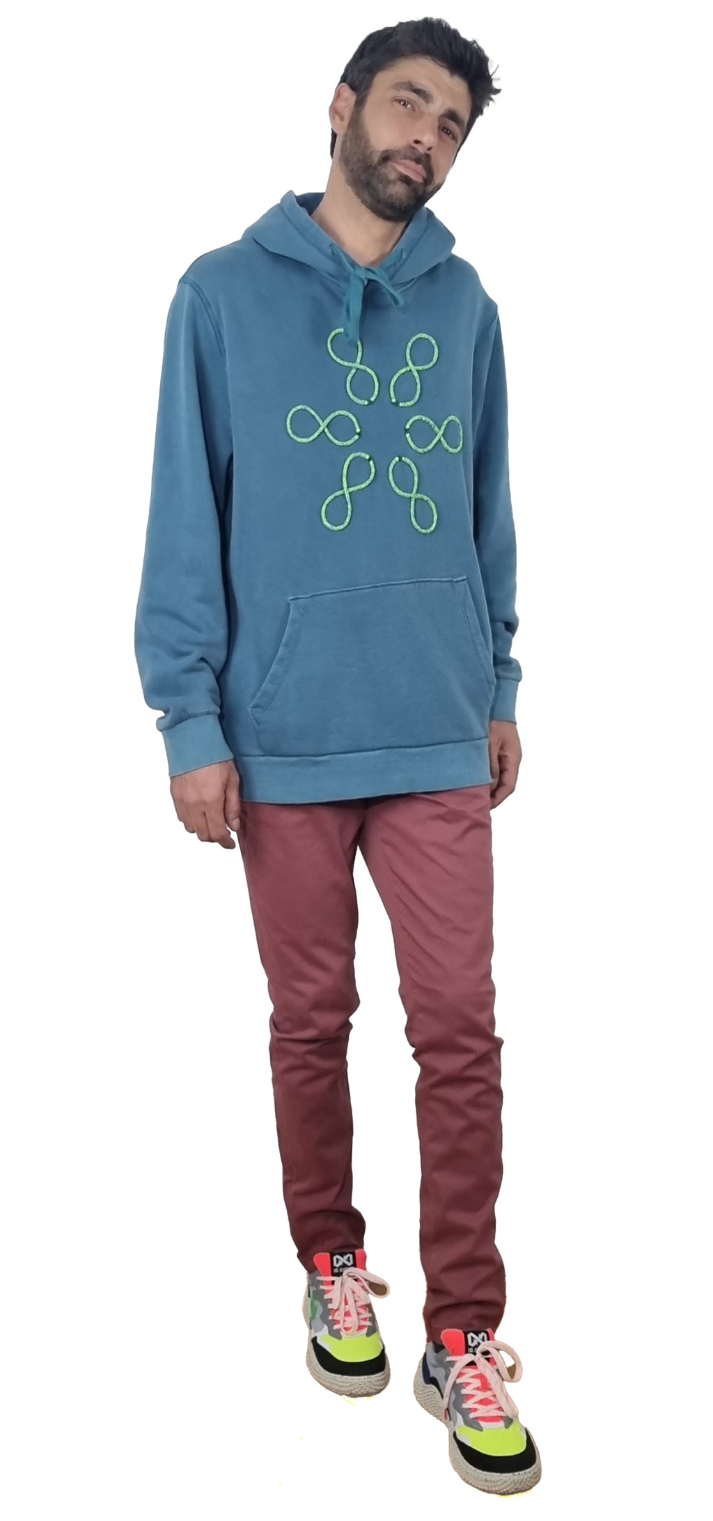 Faded turquoise blue Hooded Sweatshirt