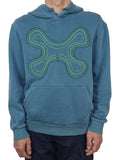 Sweatshirt com capuz azul turquesa desbotado