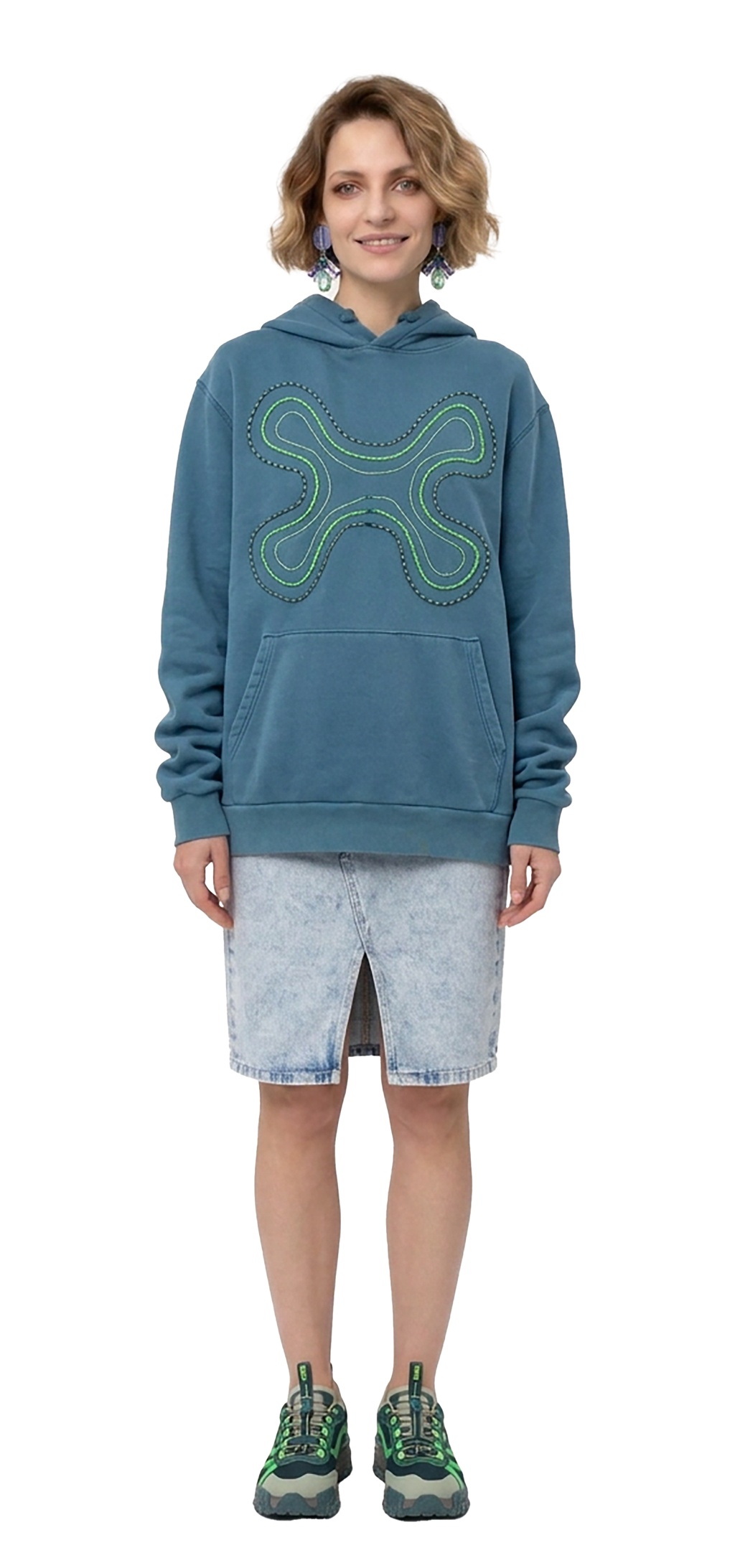 Faded turquoise blue Hooded Sweatshirt