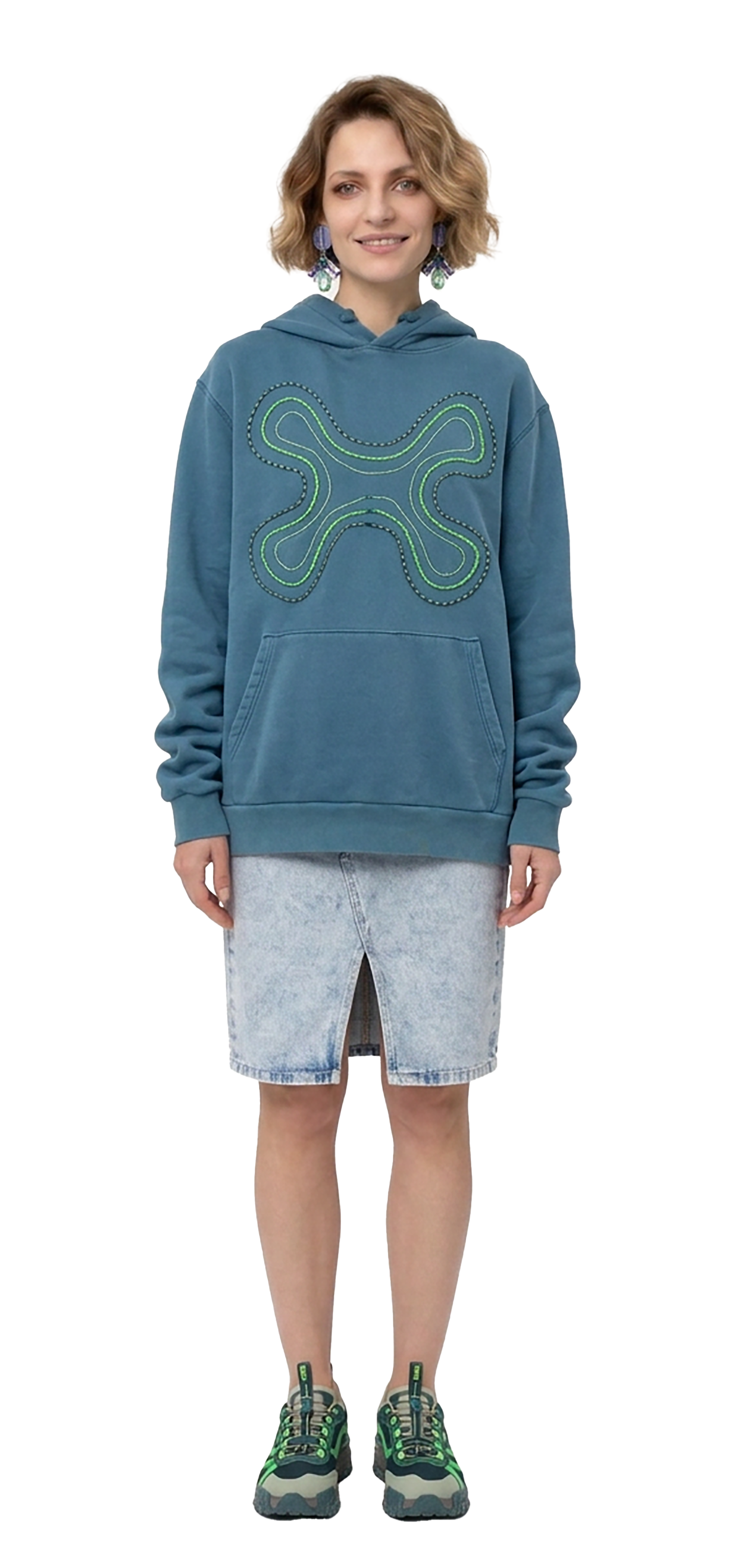 Faded turquoise blue Hooded Sweatshirt