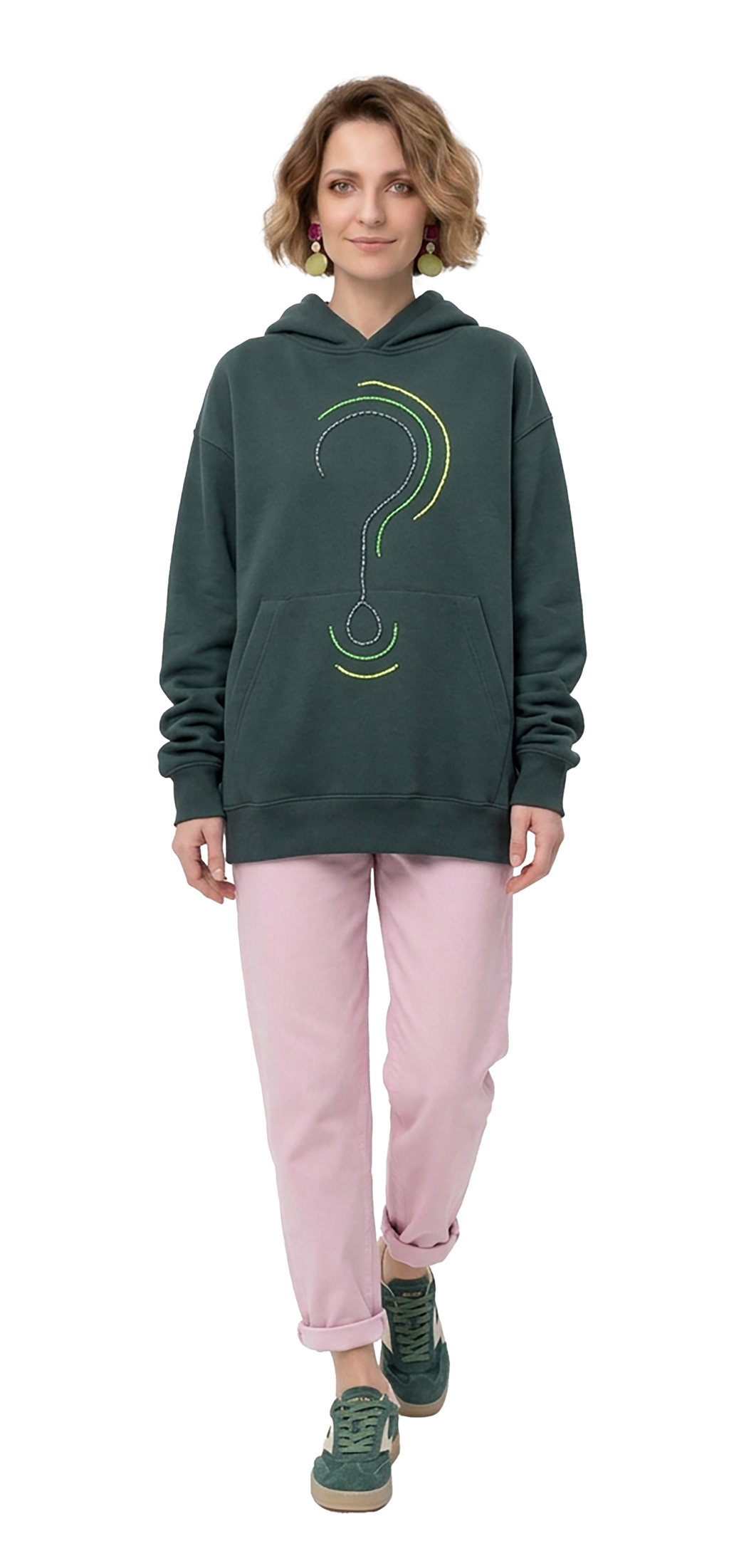 Sweatshirt com capuz verde escuro