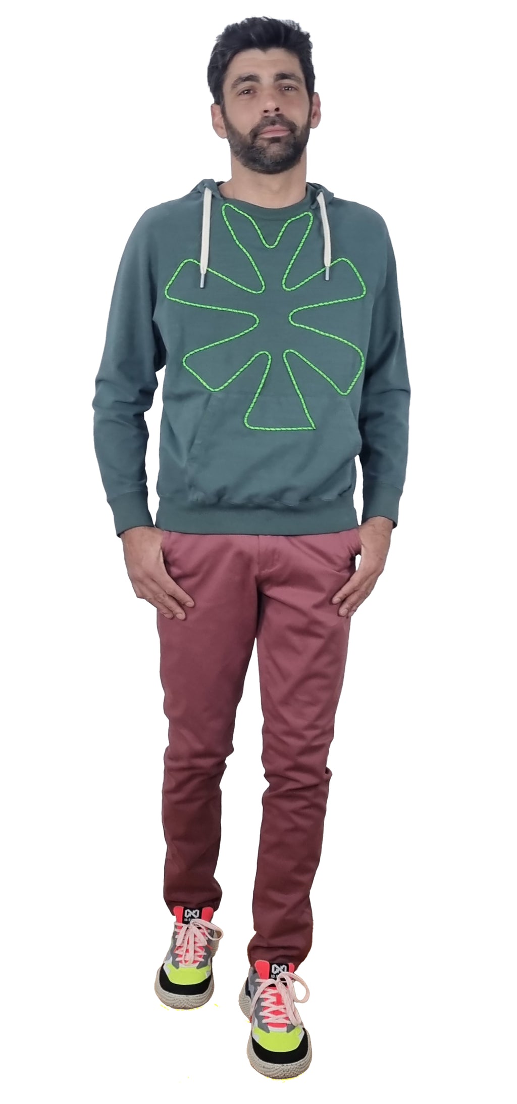 Sweatshirt com capuz verde seco