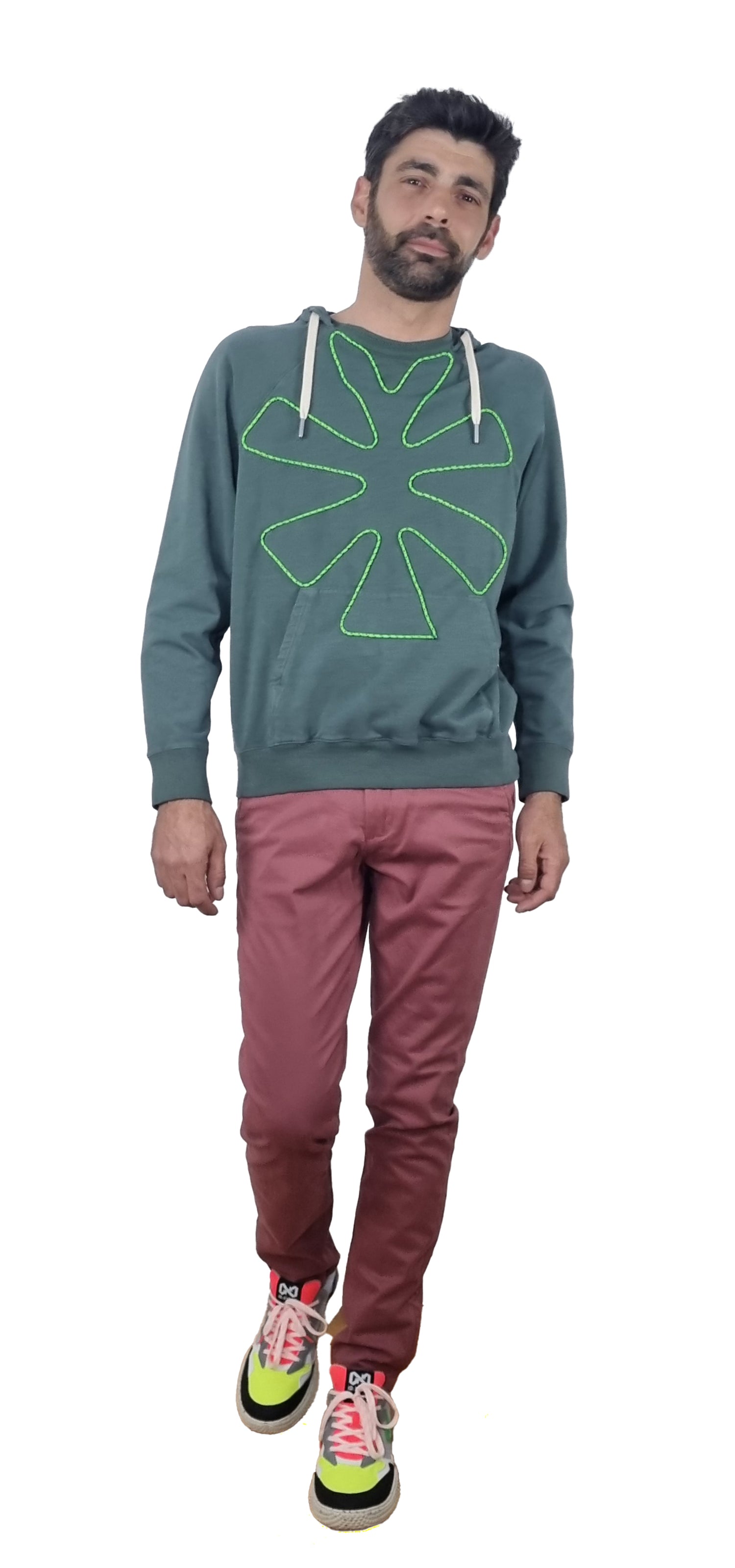 Sweatshirt com capuz verde seco