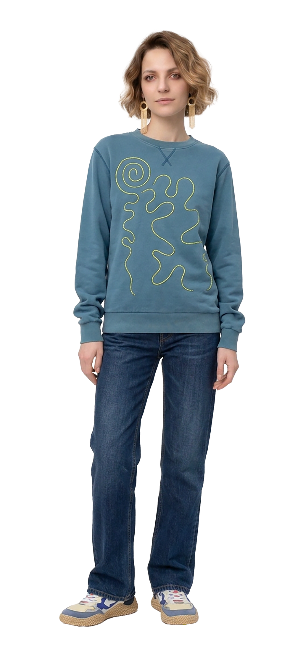 Sweatshirt azul turquesa desbotado