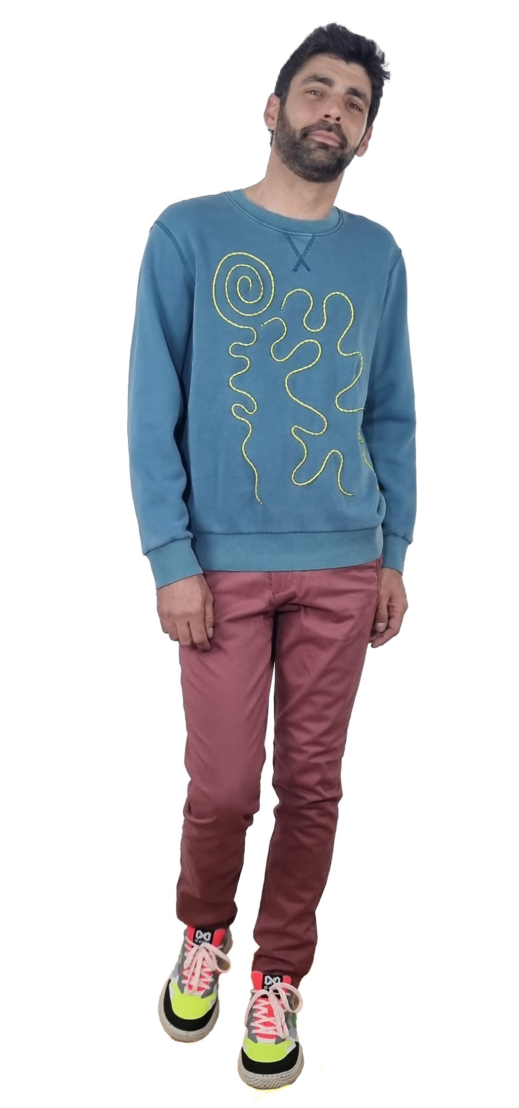 Sweatshirt azul turquesa desbotado