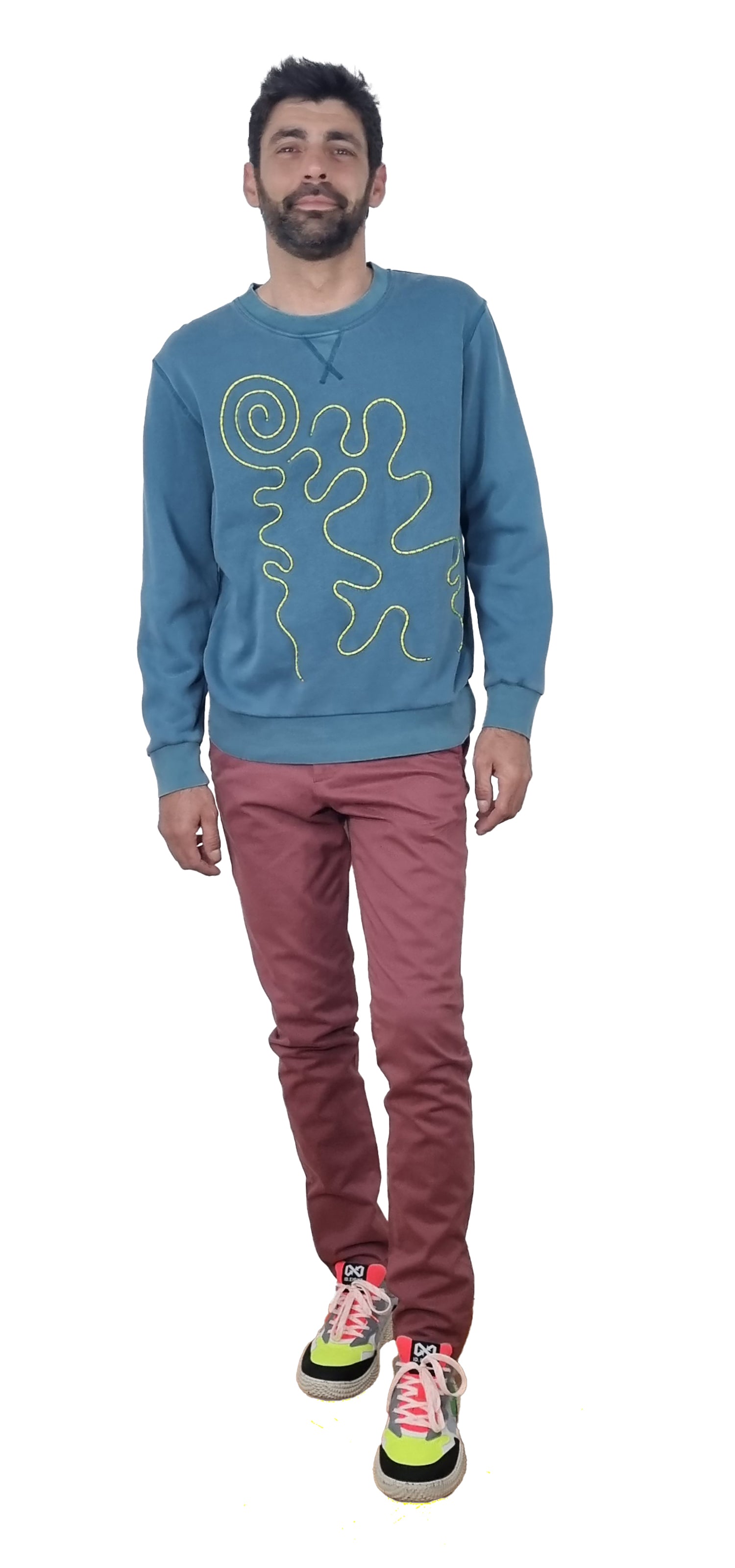 Sweatshirt azul turquesa desbotado