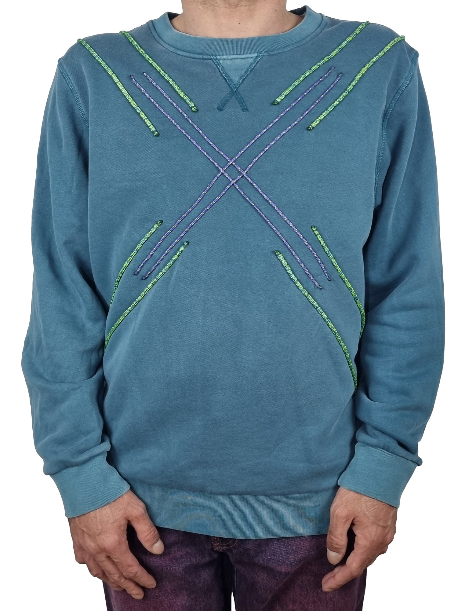 Sweatshirt azul turquesa desbotado