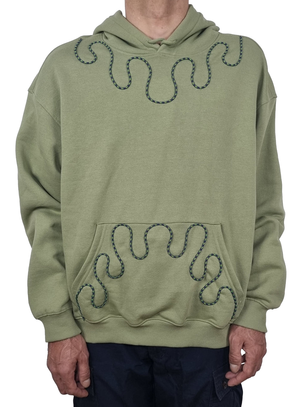 Sweatshirt com capuz verde seco claro