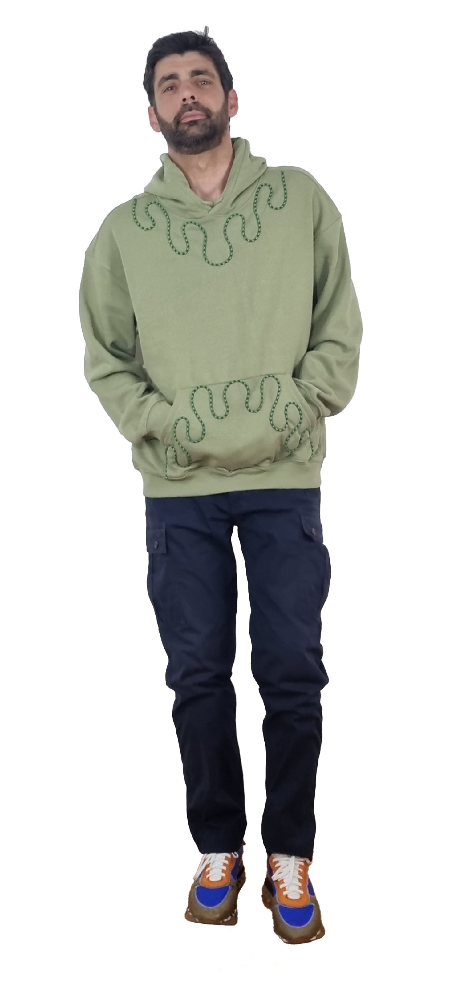 Sweatshirt com capuz verde seco claro