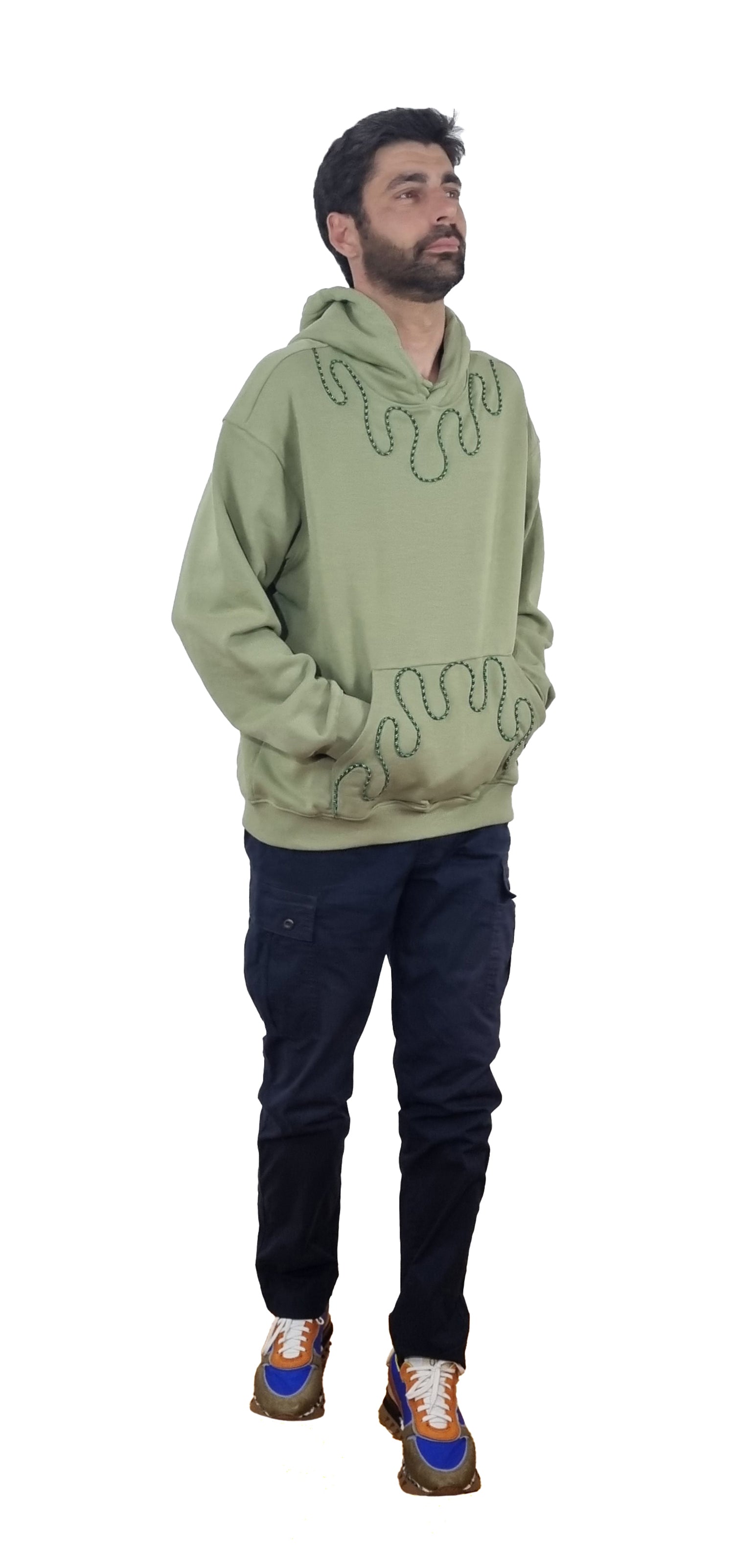 Sweatshirt com capuz verde seco claro