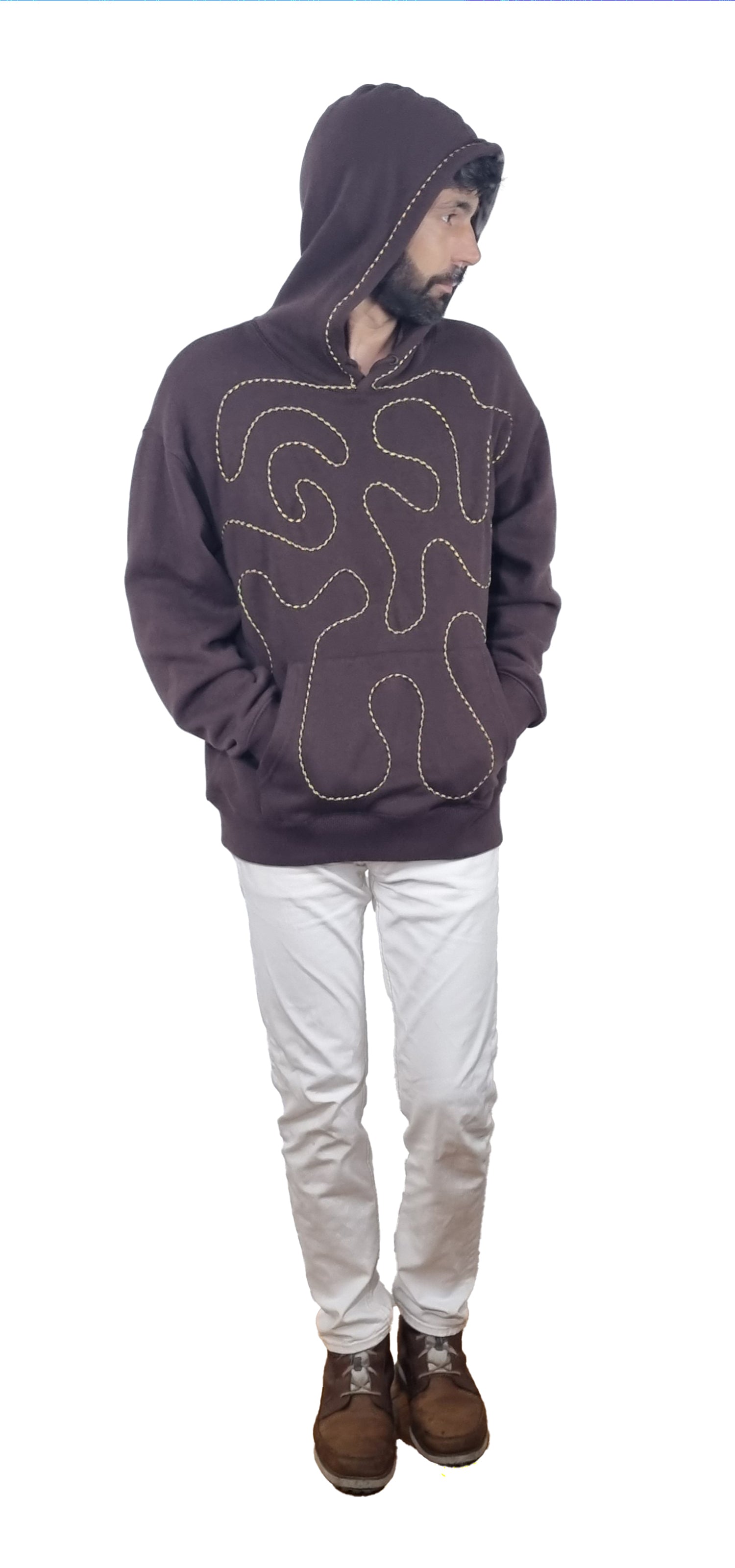Sweatshirt com capuz castanho