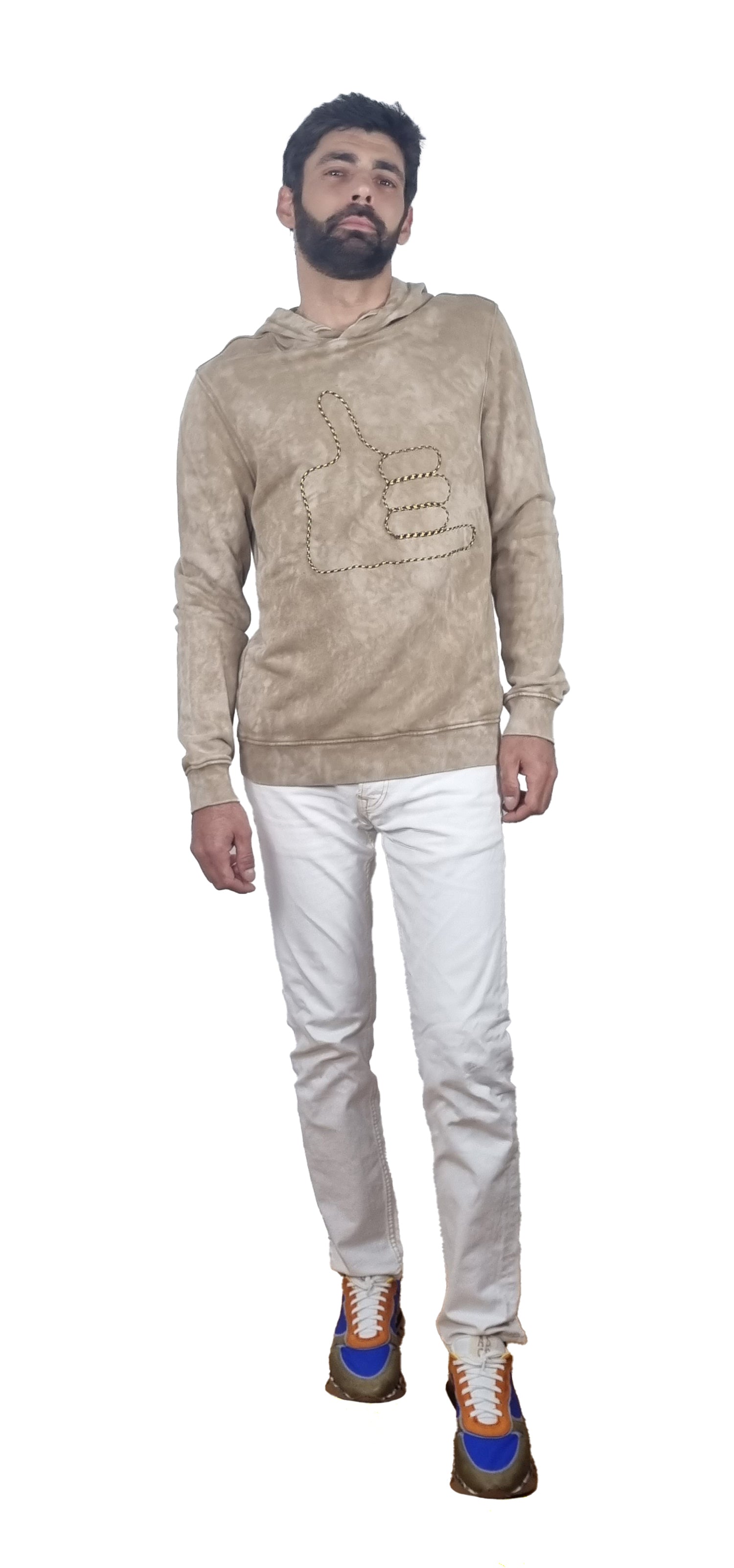 Sweatshirt com capuz bege