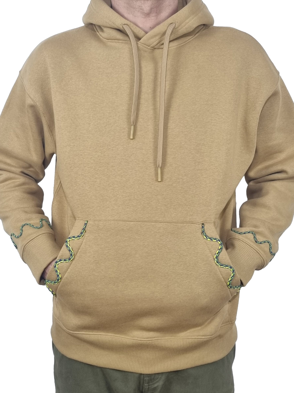 Sweatshirt com capuz bege amarelado