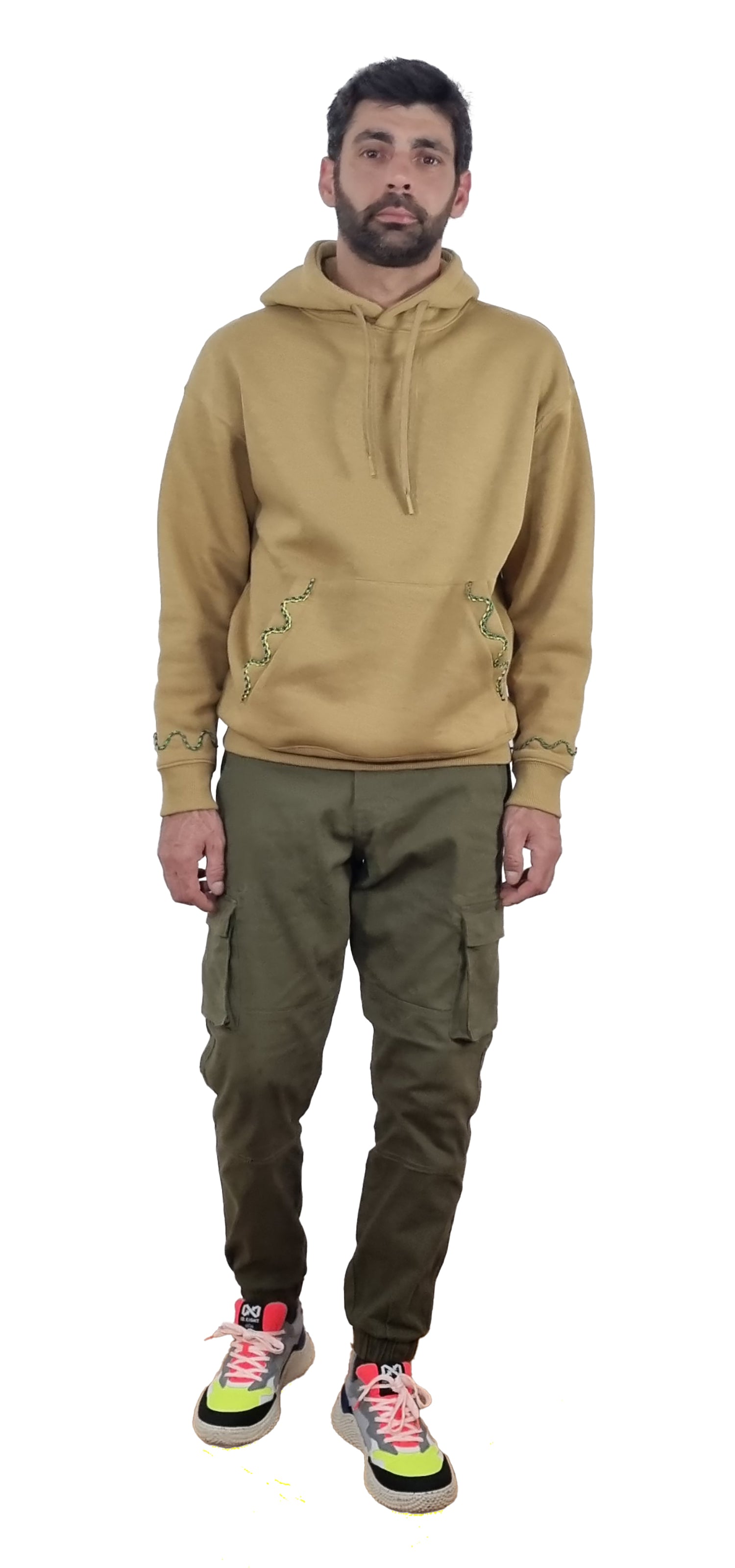 Sweatshirt com capuz bege amarelado