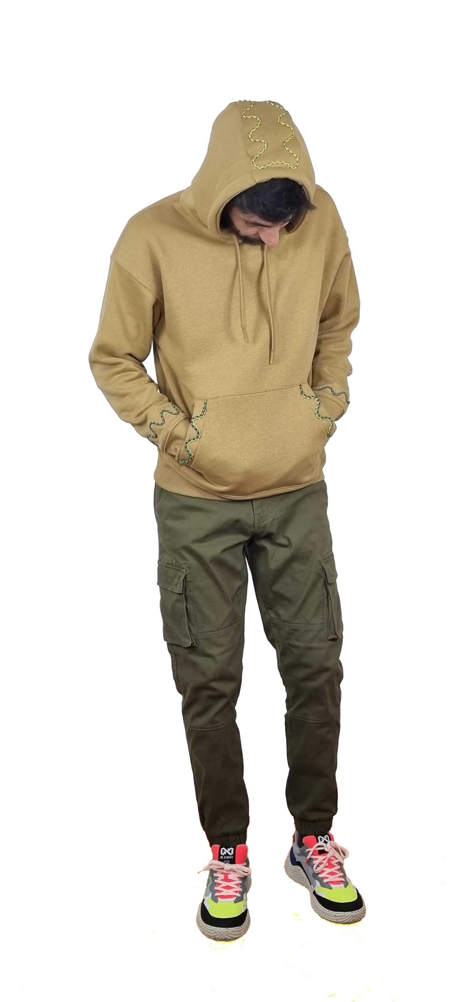 Sweatshirt com capuz bege amarelado