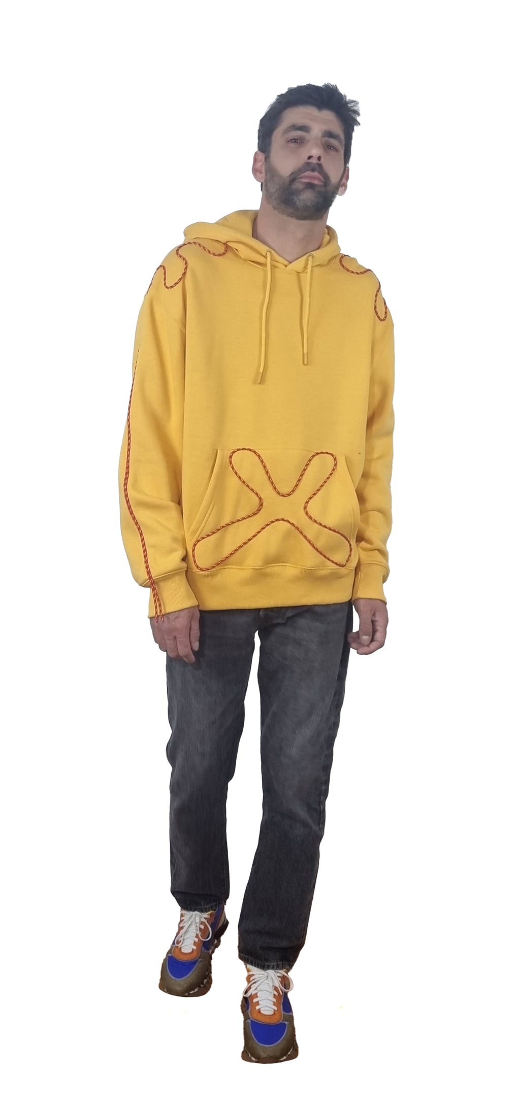 Sweatshirt com capuz amarelo torrado