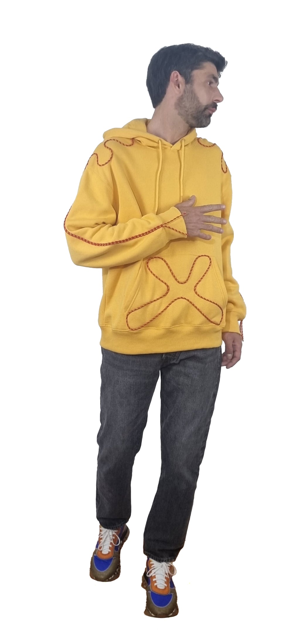 Sweatshirt com capuz amarelo torrado