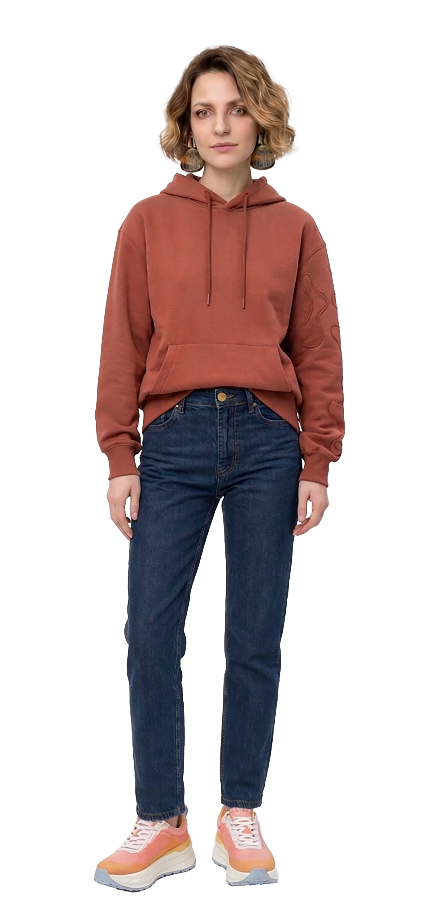 Sweatshirt com capuz tijolo