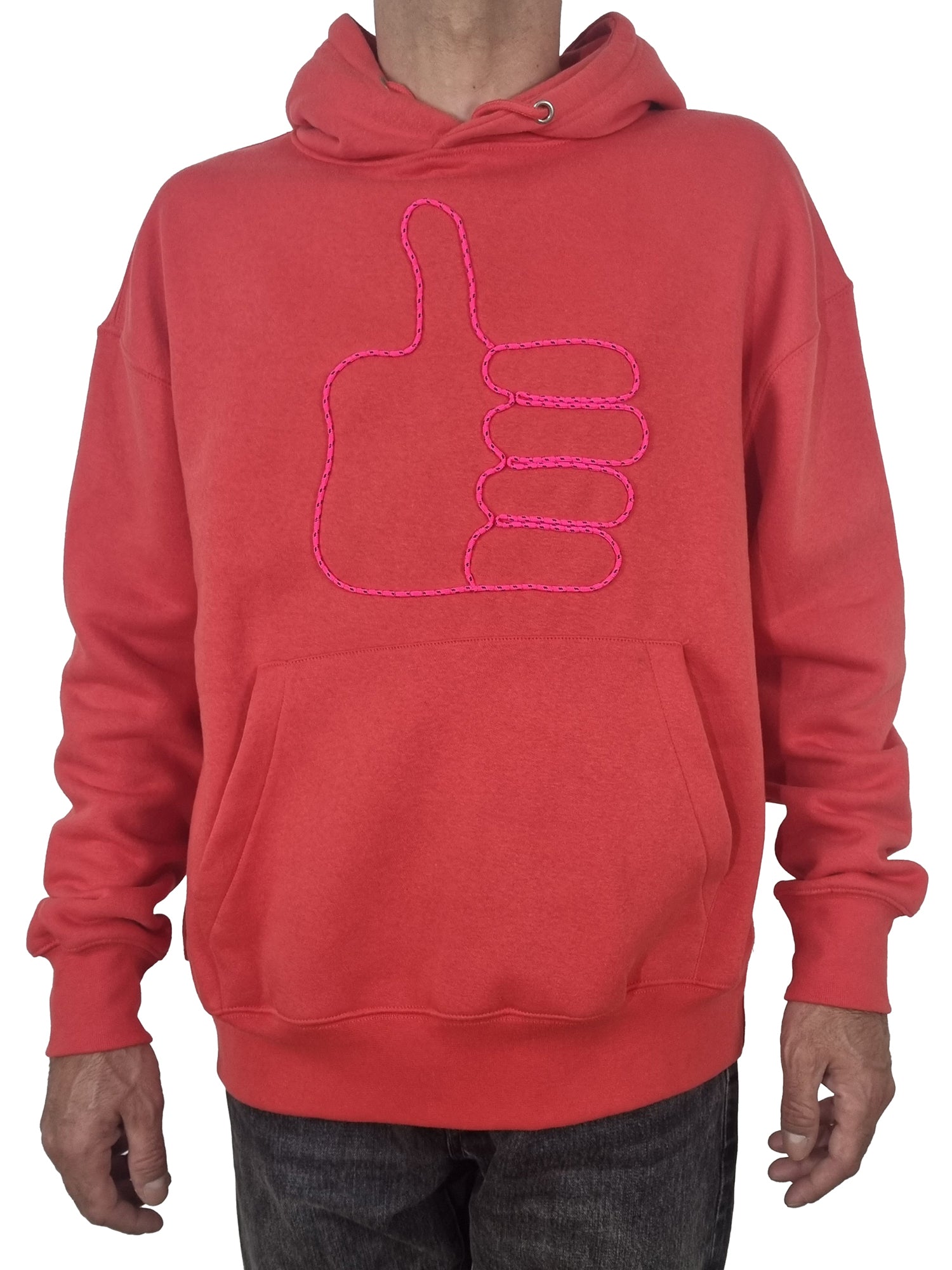 Sweatshirt com capuz vermelho coral