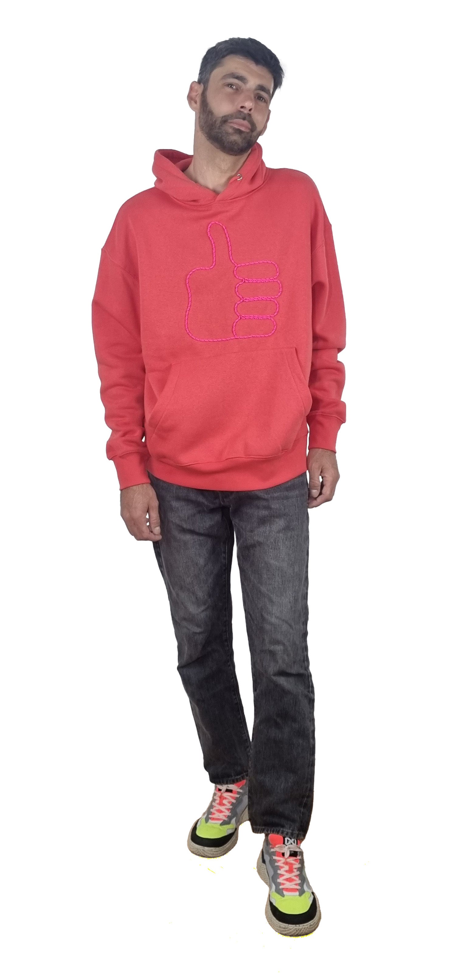 Coral red Hooded Sweatshirt