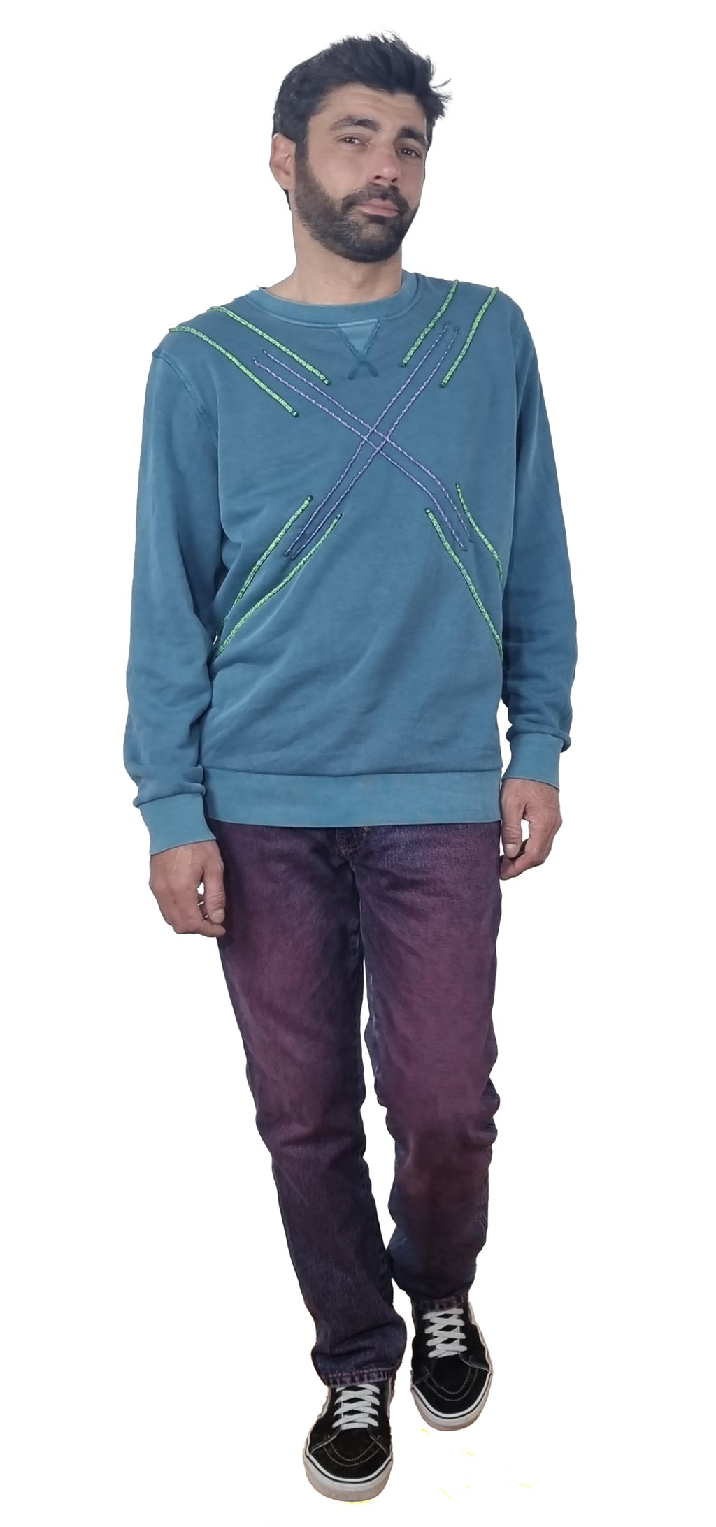 Sweatshirt azul turquesa desbotado