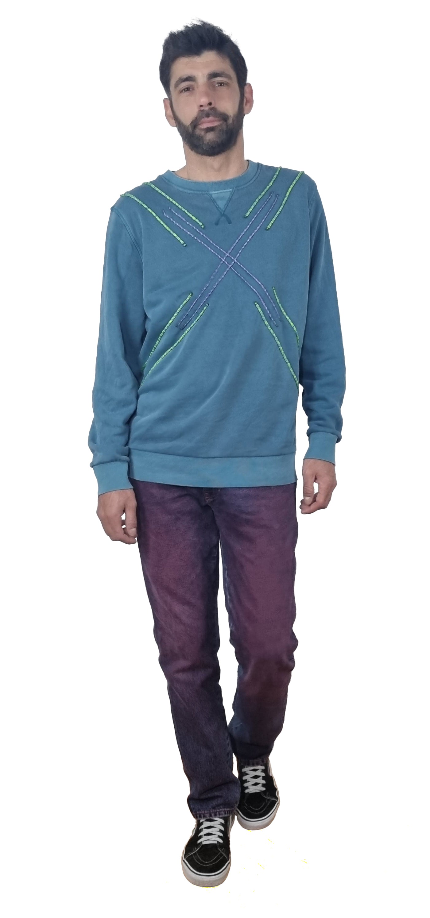 Sweatshirt azul turquesa desbotado