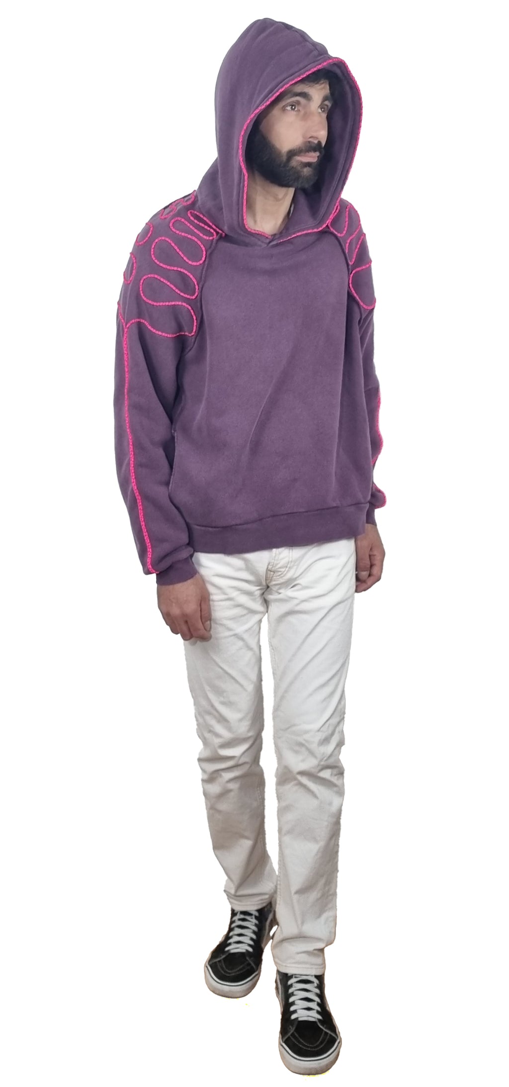 Sweatshirt com capuz roxo desbotado