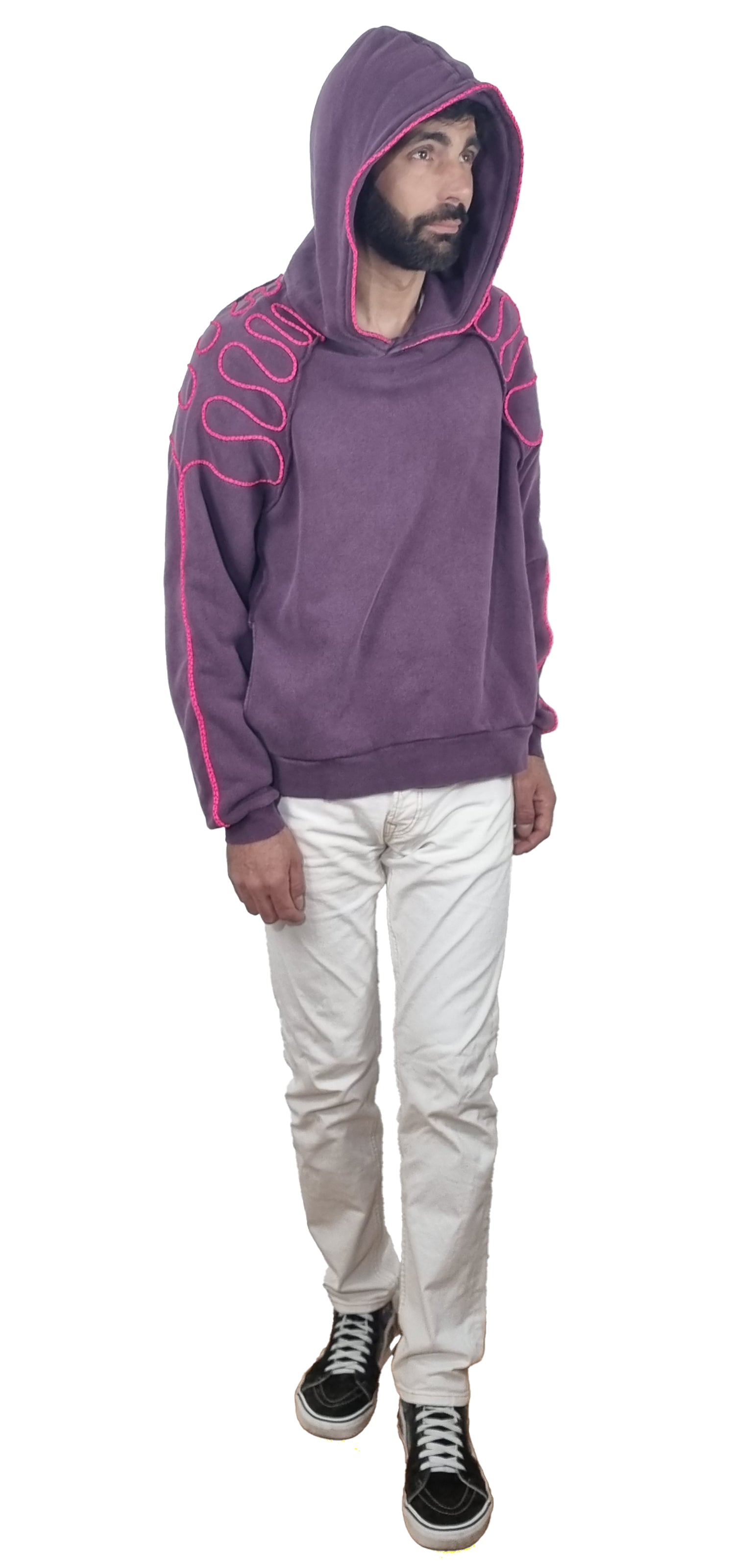Sweatshirt com capuz roxo desbotado