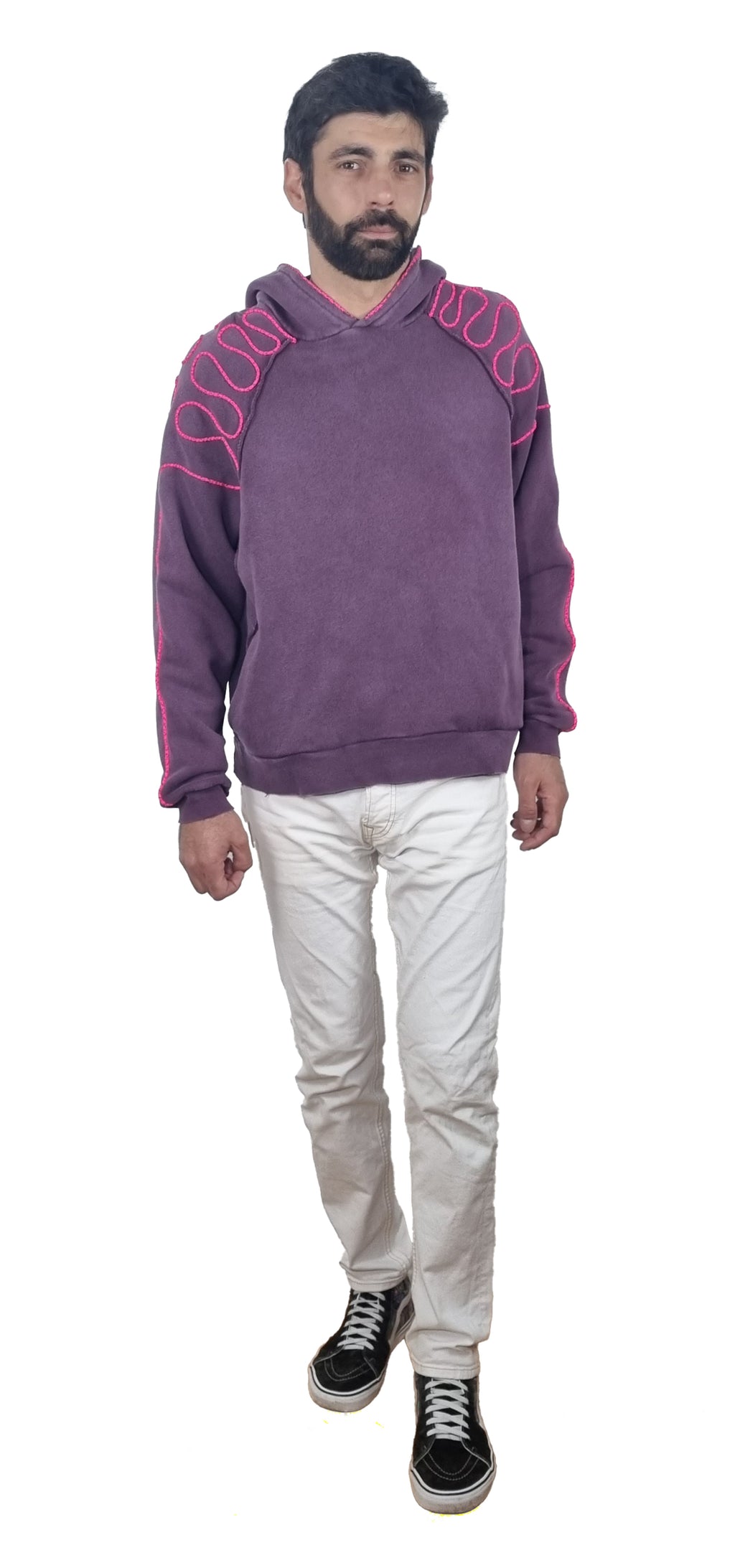 Sweatshirt com capuz roxo desbotado