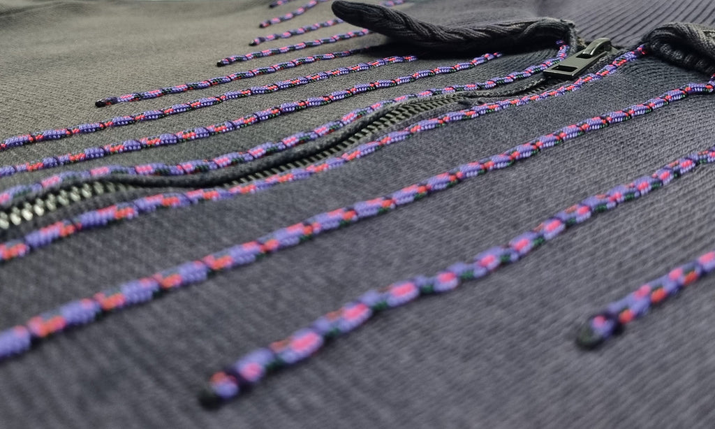 Gray and purple Sweatshirt with collar and front zipper