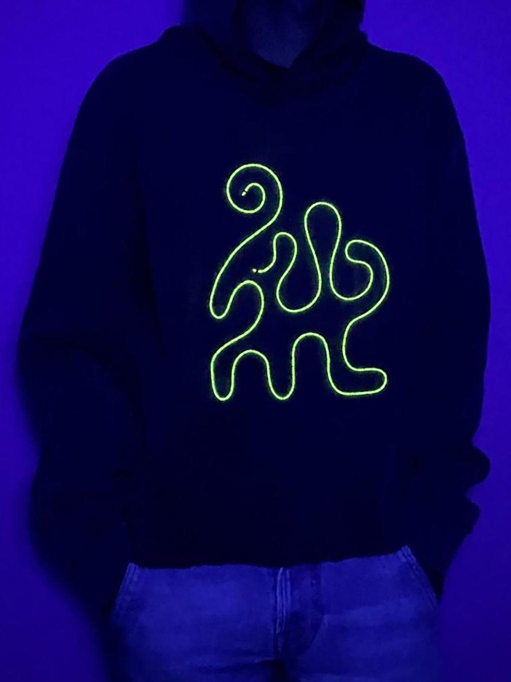 Black and beige ribbed Hooded Sweatshirt