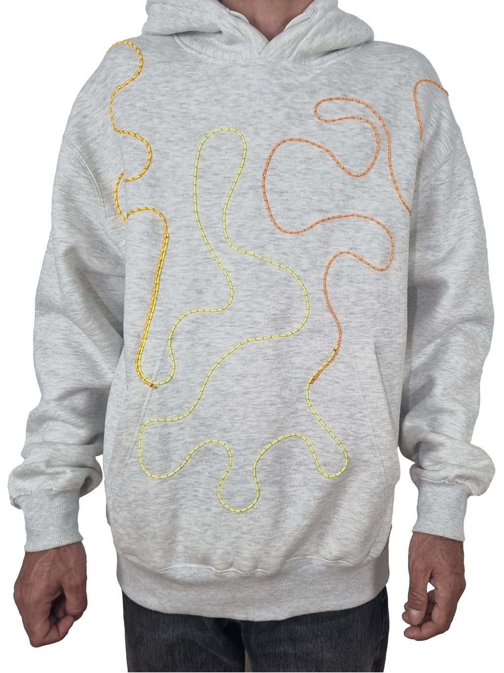 Sweatshirt com capuz cinzento claro mesclado