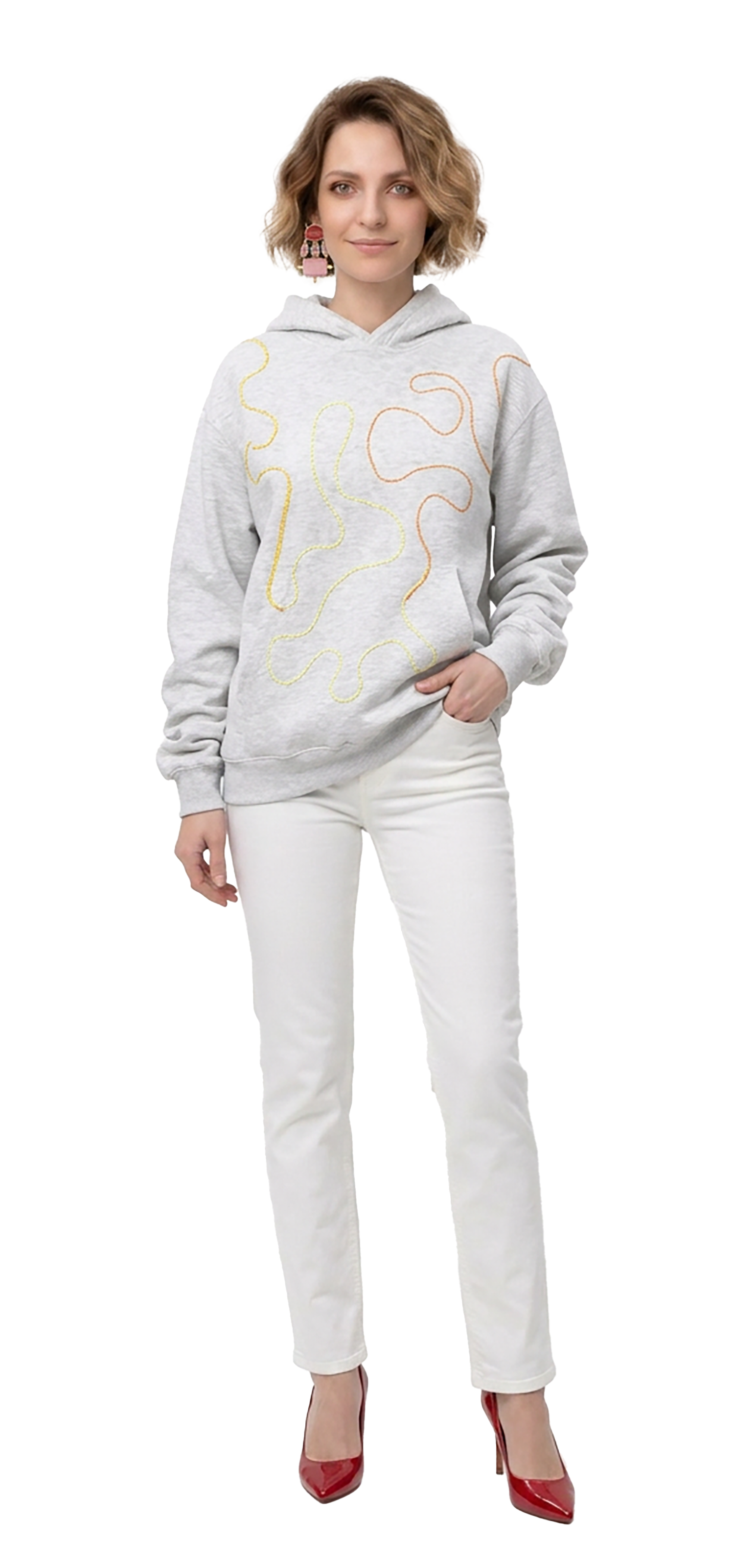 Light gray heathered Hooded Sweatshirt