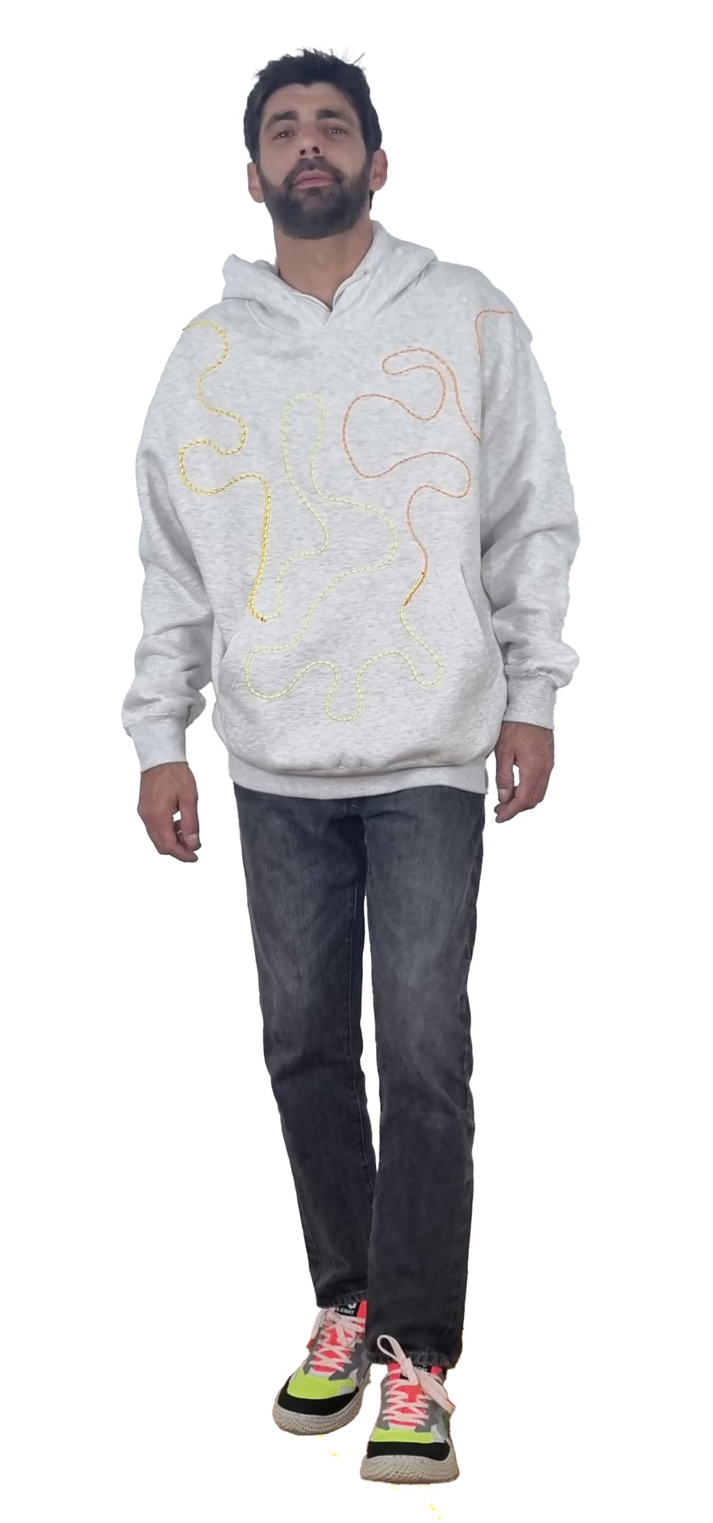 Sweatshirt com capuz cinzento claro mesclado