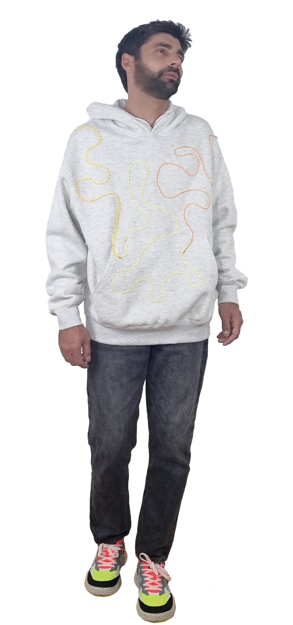 Sweatshirt com capuz cinzento claro mesclado