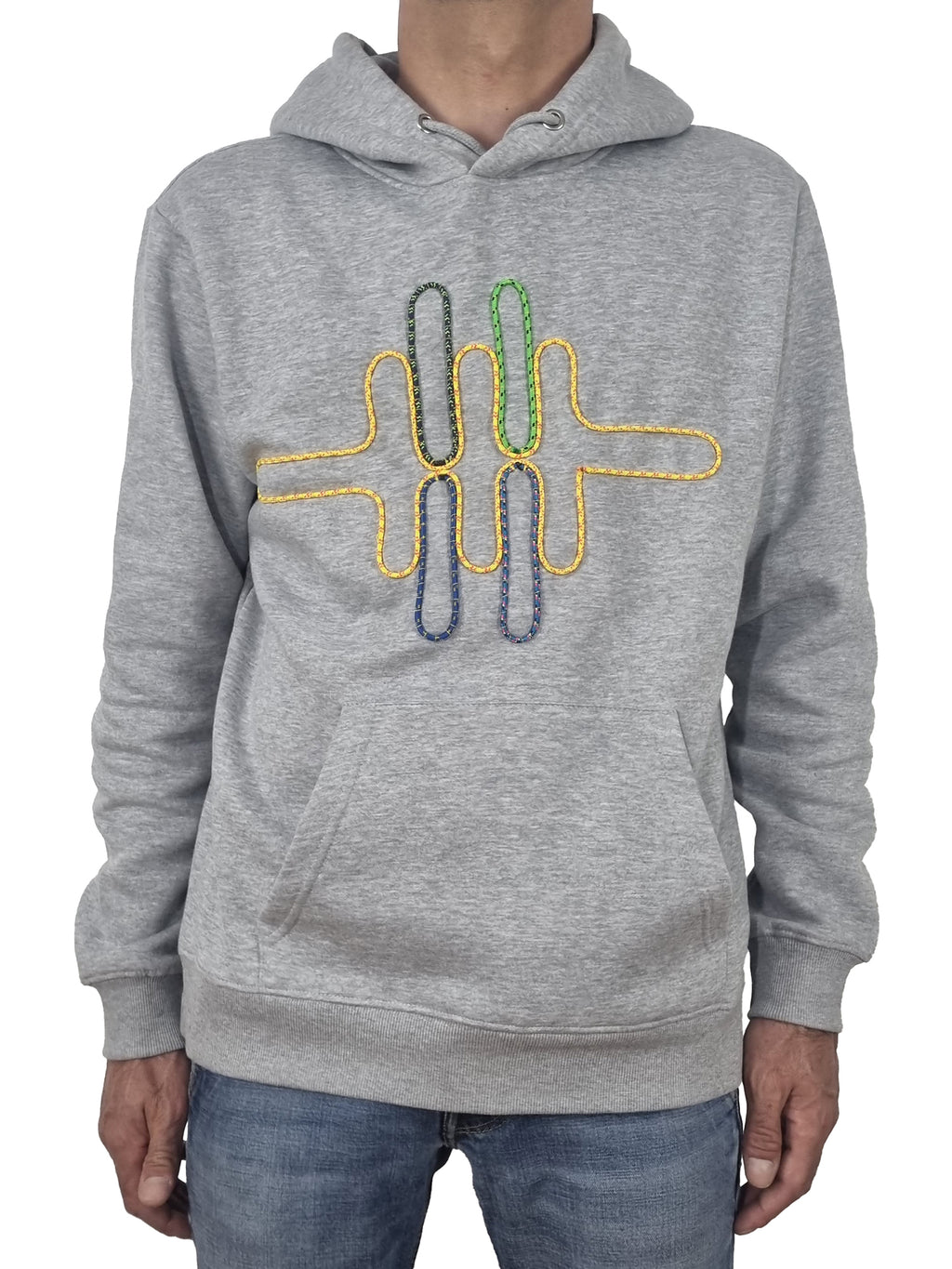 Sweatshirt com capuz cinzento mesclado