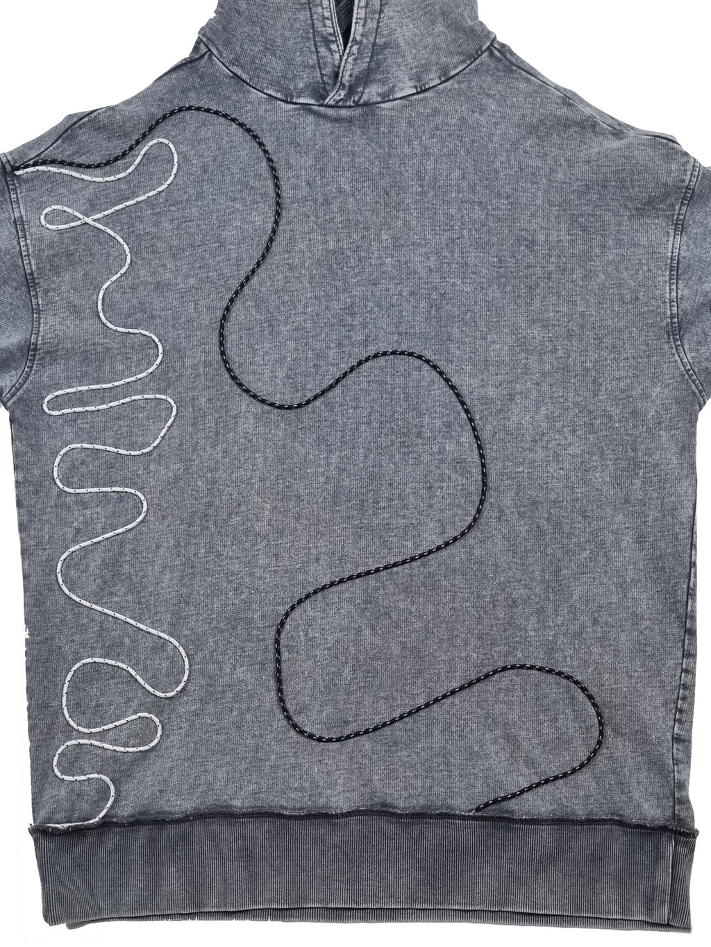 Sweatshirt com capuz cinzento desbotado