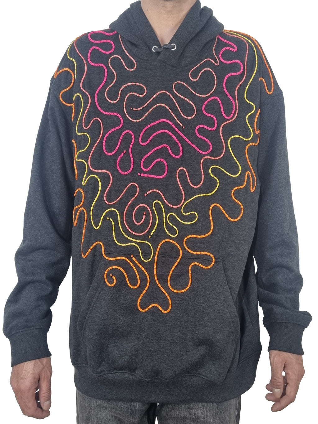 Sweatshirt com capuz cinzento escuro mesclado