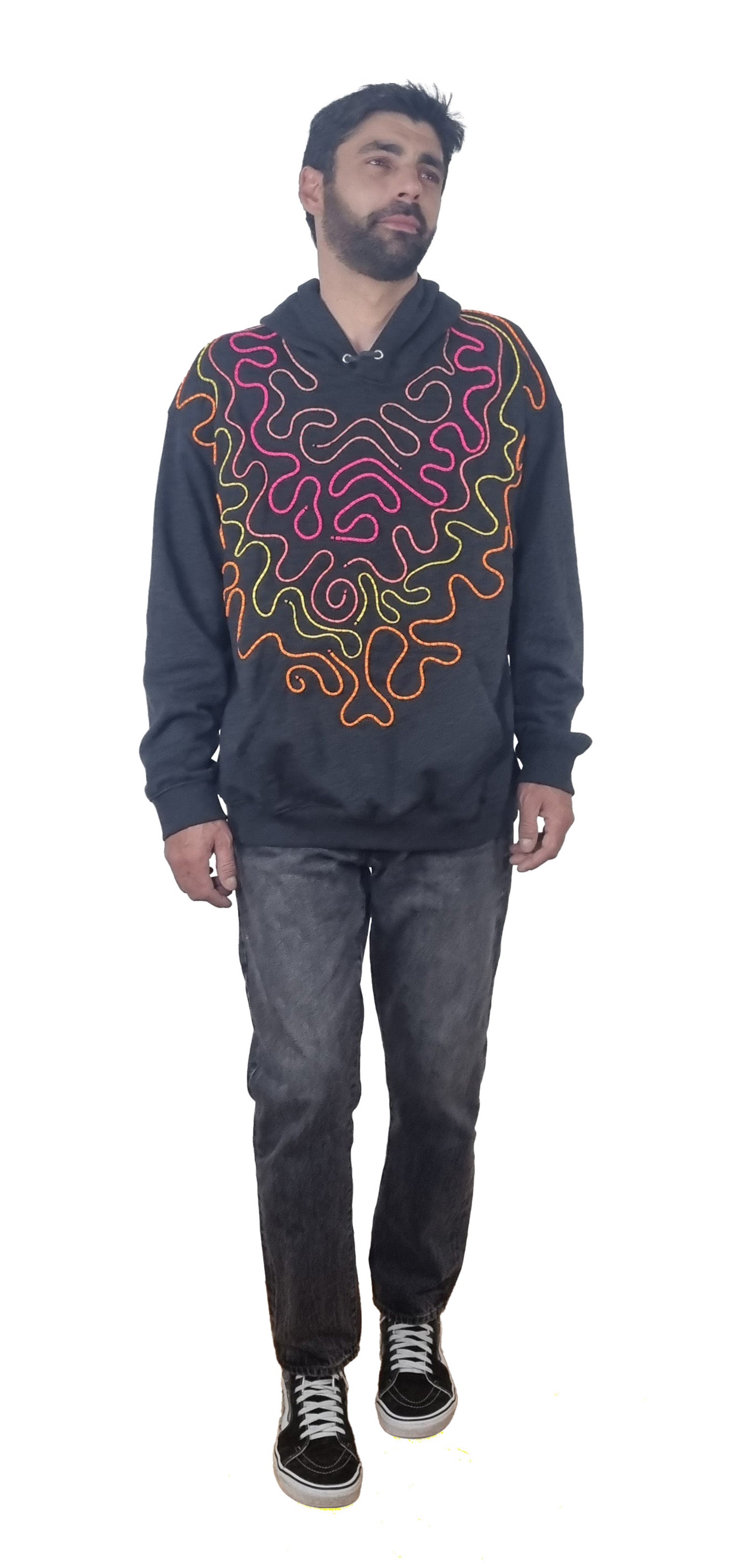 Sweatshirt com capuz cinzento escuro mesclado